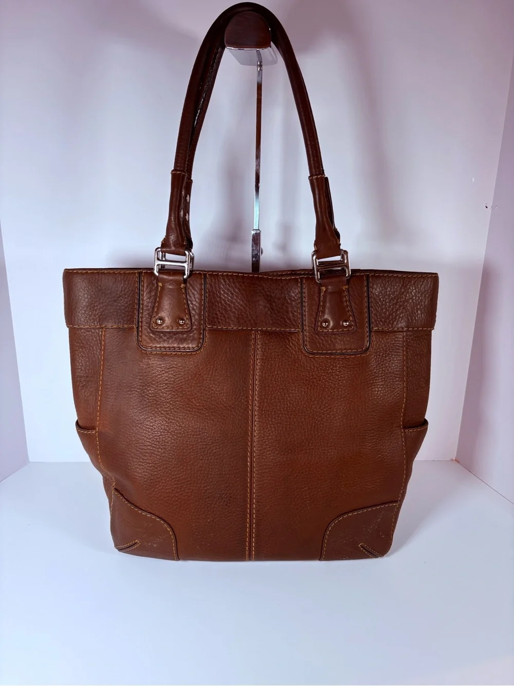 Fossil Brown Pebbled Leather Tote - Picture 2 of 8